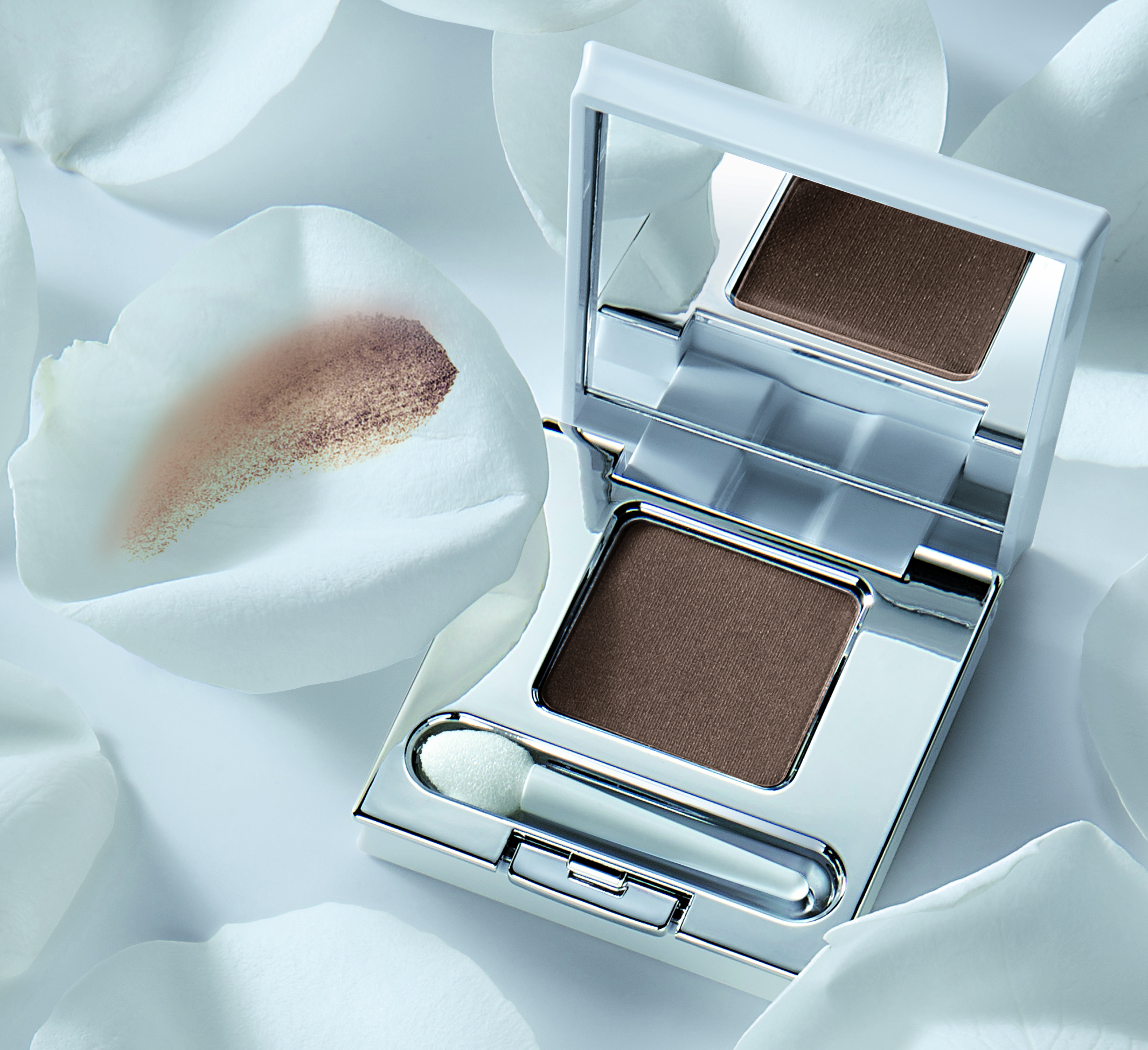 Satin Augenlid Puder - Beige Satin(Beige) Lidschatten in der  Puderdose mit Spiegel und Applicator  - Vegan